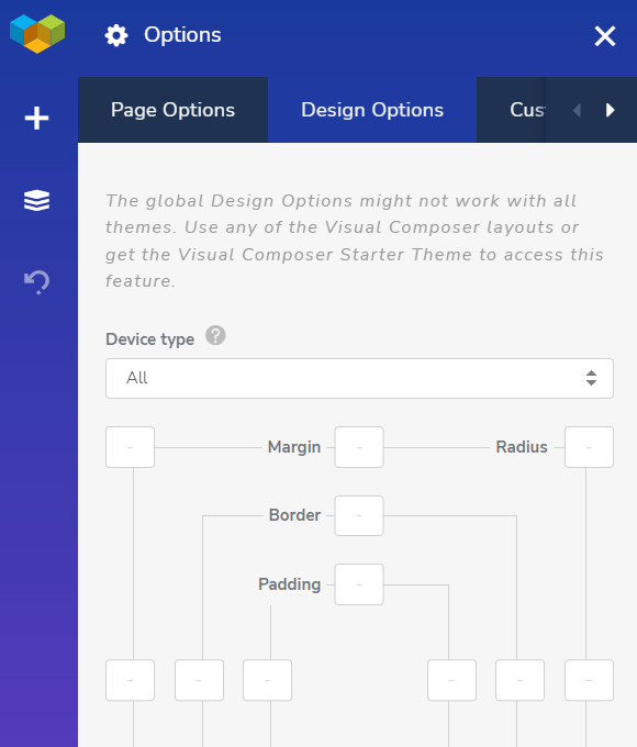 Visual Composer page and post design options
