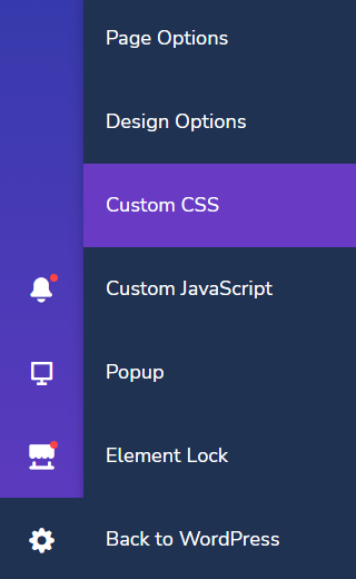 Custom css from page options