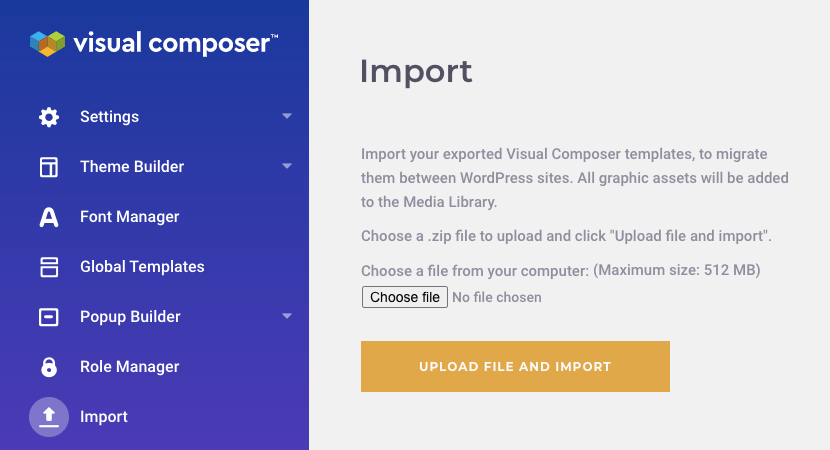 Import Visual Composer template