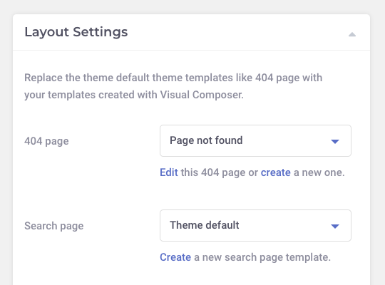 Visual Composer Theme Builder layout settings