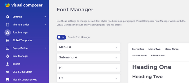 Visual Composer Font Manager for WordPress