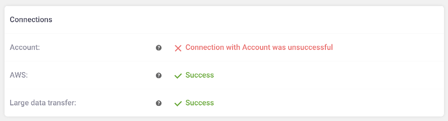 Connection with Account Unsuccessful error
